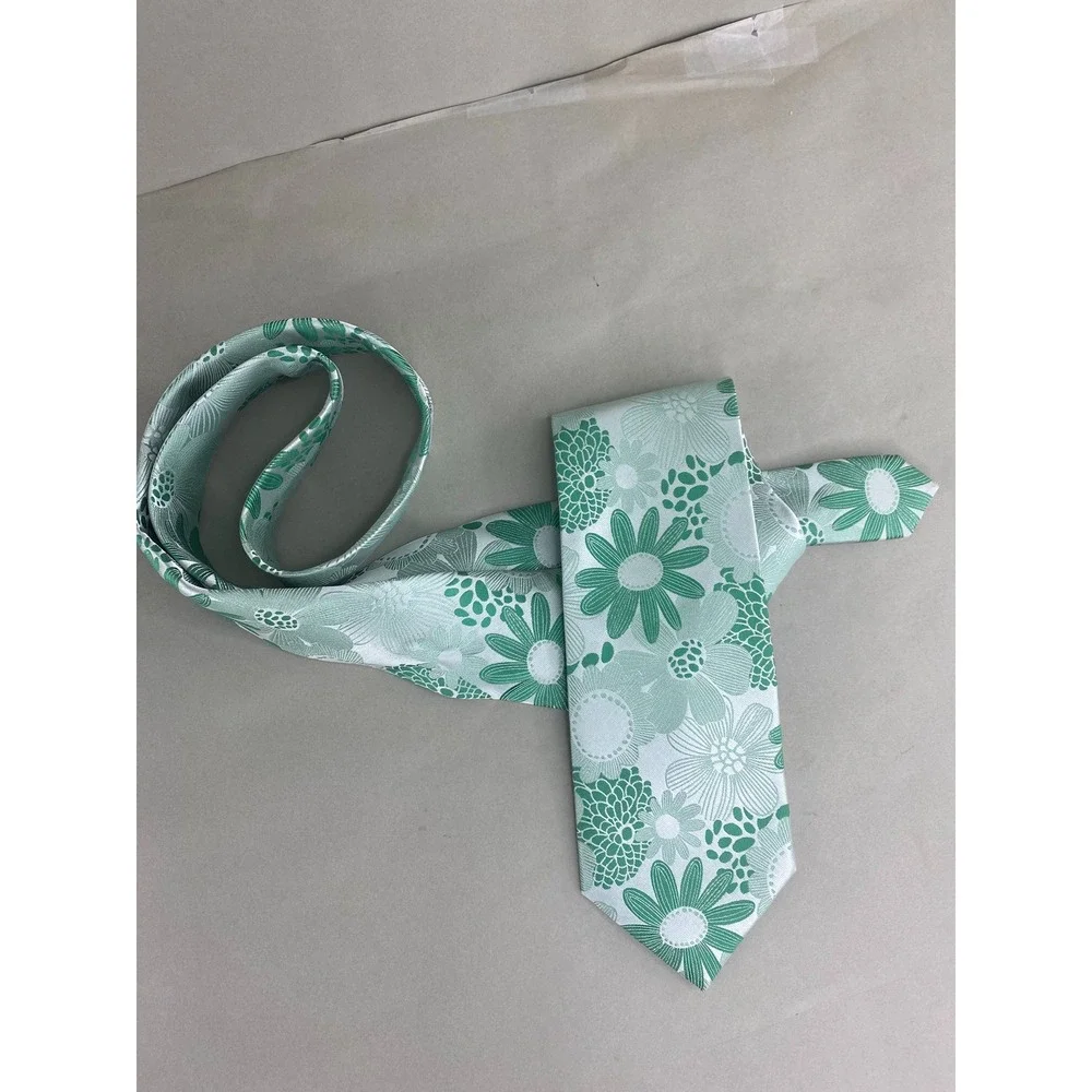 EJ Samuel Mens Floral Tie Green Mint Microfiber XLong Wedding Palm Beach 62x4